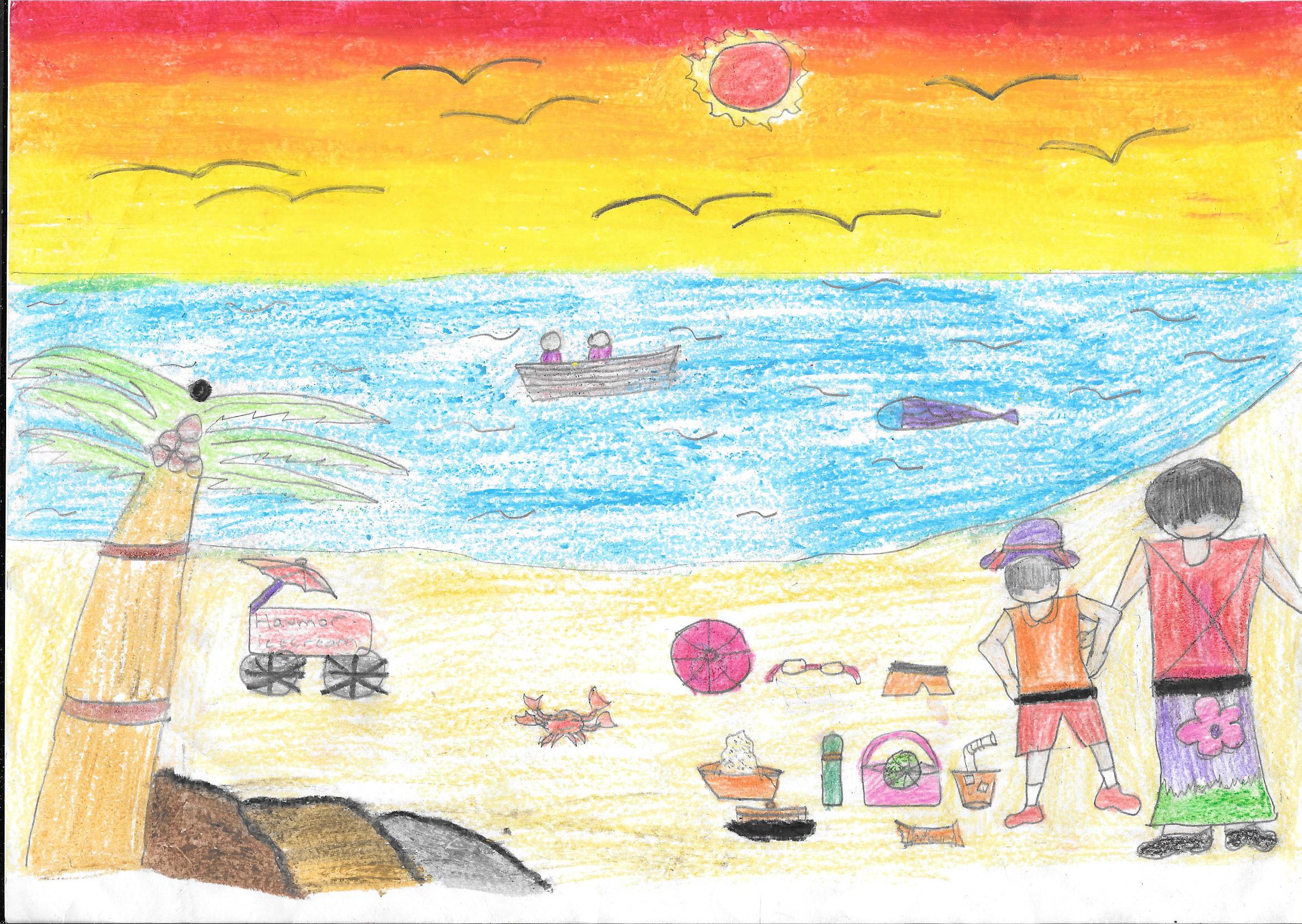 How to Draw a Beach Scene  Easy Drawing Tutorial For Kids